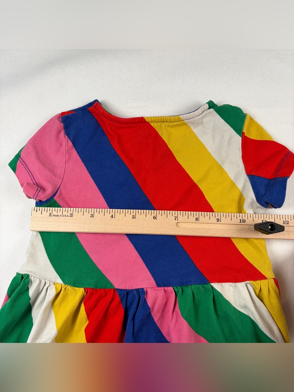 Mini Boden 5-6Y Striped Rainbow Heart Pocket Dress - Picture 6 of 9